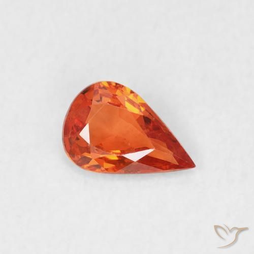 Zafiro Ámbar naranja natural de 0.43 ct, En forma de pera, VS