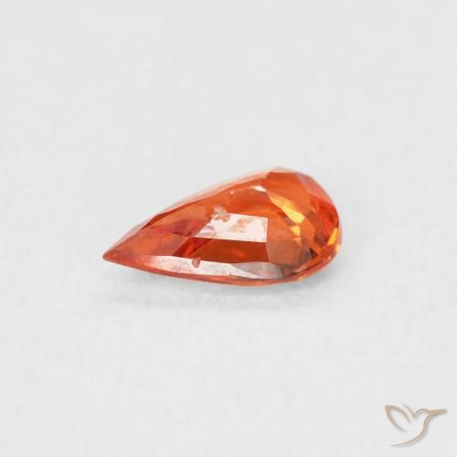 Zafiro Ámbar naranja natural de 0.43 ct, En forma de pera, VS