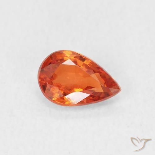 Zafiro Naranja fuego natural de 0.59 ct, En forma de pera, VS