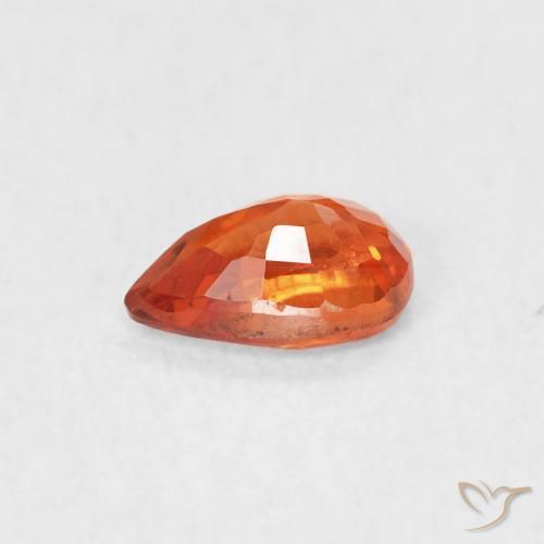 Zafiro Naranja fuego natural de 0.59 ct, En forma de pera, VS