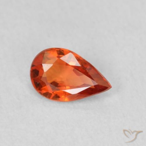 0.44ct Natural Naranja oscuro Zafiro, En forma de pera, VS