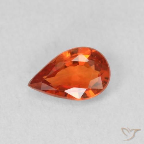 Zafiro Naranja oscuro natural de 0.44 ct, En forma de pera, VS