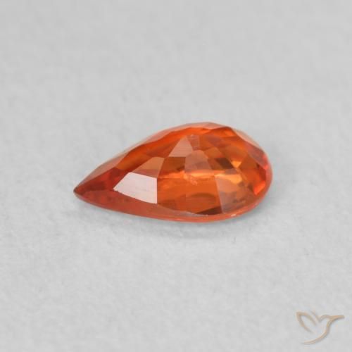 Zafiro Naranja oscuro natural de 0.44 ct, En forma de pera, VS