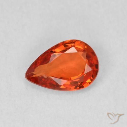 0.49ct Natural Naranja rojizo Zafiro, En forma de pera, VS