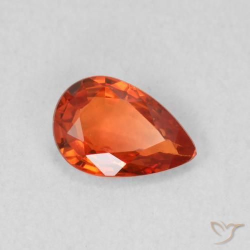 Zafiro Naranja rojizo natural de 0.49 ct, En forma de pera, VS