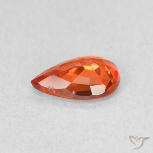 Zafiro Naranja rojizo natural de 0.49 ct, En forma de pera, VS
