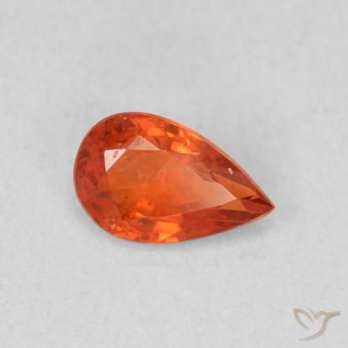 Zafiro Naranja cálido natural de 0.50 ct, En forma de pera, VS