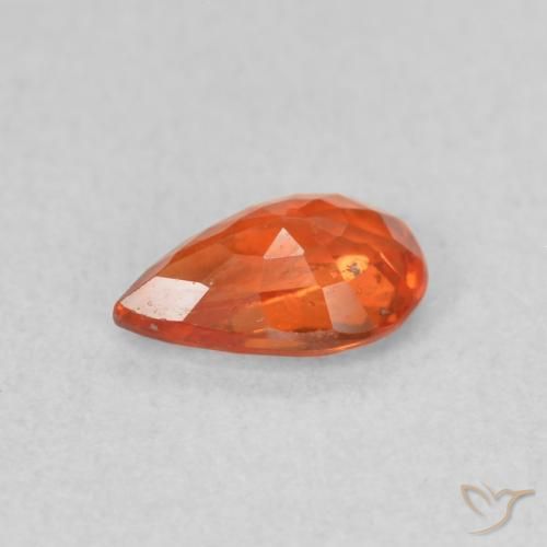 Zafiro Naranja cálido natural de 0.50 ct, En forma de pera, VS