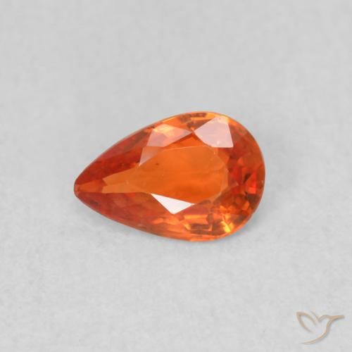 0.38ct Natural Naranja medio Zafiro, En forma de pera, VS