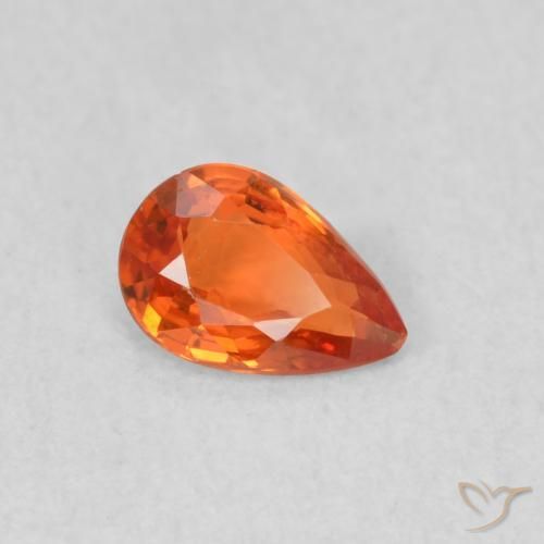 Zafiro Naranja medio natural de 0.38 ct, En forma de pera, VS