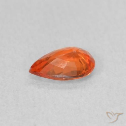 Zafiro Naranja medio natural de 0.38 ct, En forma de pera, VS