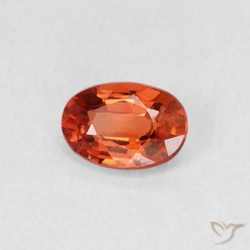 0.58ct Natural Roja Anaranjada Zafiro, Ovalada, VVS-VS