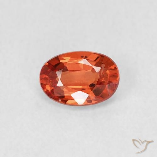 Zafiro Roja Anaranjada natural de 0.58 ct, Ovalada, VVS-VS