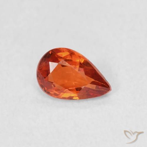 Zafiro Naranja rojizo natural de 0.39 ct, En forma de pera, VVS-VS