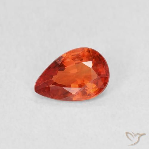 Zafiro Naranja cálido natural de 0.47 ct, En forma de pera, VVS-VS