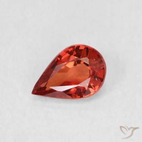 Zafiro Rojo intenso natural de 0.51 ct, En forma de pera, VVS-VS