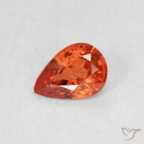 Zafiro Rojo intenso natural de 0.47 ct, En forma de pera, VVS-VS