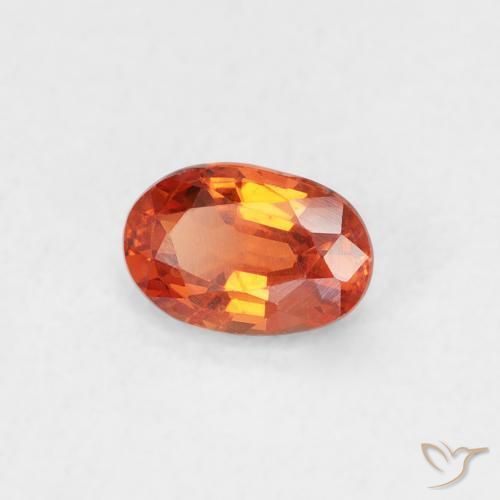 Zafiro Naranja rojizo natural de 0.59 ct, Ovalada, VS
