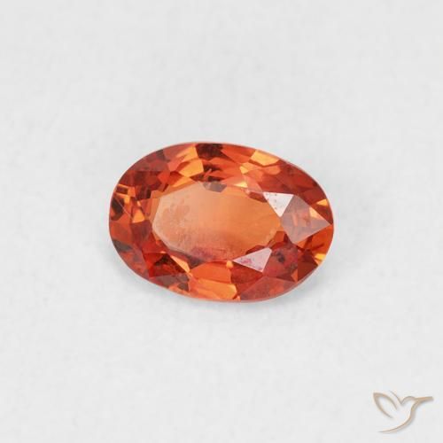 Zafiro Naranja rojizo natural de 0.49 ct, Ovalada, VVS-VS