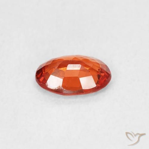 Zafiro Naranja rojizo natural de 0.49 ct, Ovalada, VVS-VS