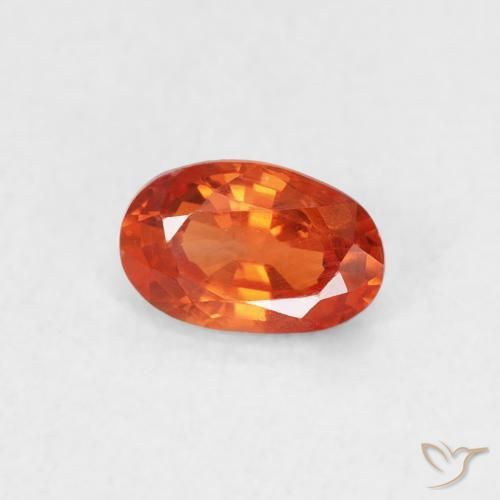 Zafiro Ámbar naranja natural de 0.62 ct, Ovalada, VS