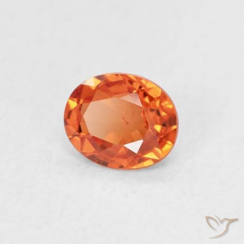 Zafiro Naranja fuego natural de 0.49 ct, Ovalada, VS
