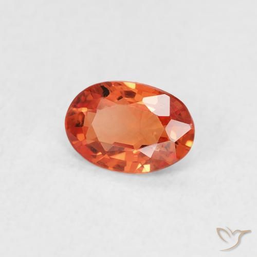 Zafiro Naranja fuego natural de 0.48 ct, Ovalada, VS
