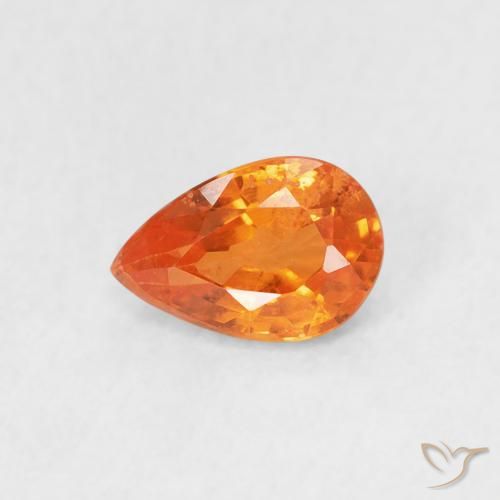 Zafiro Naranja claro natural de 0.54 ct, En forma de pera, VS