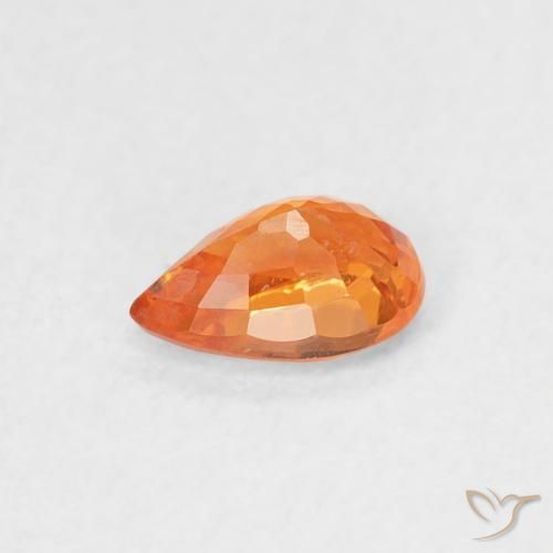 Zafiro Naranja claro natural de 0.54 ct, En forma de pera, VS