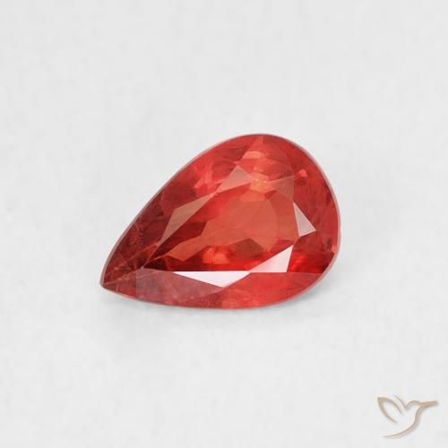 Zafiro Rojo carmesí claro natural de 0.48 ct, En forma de pera, VS