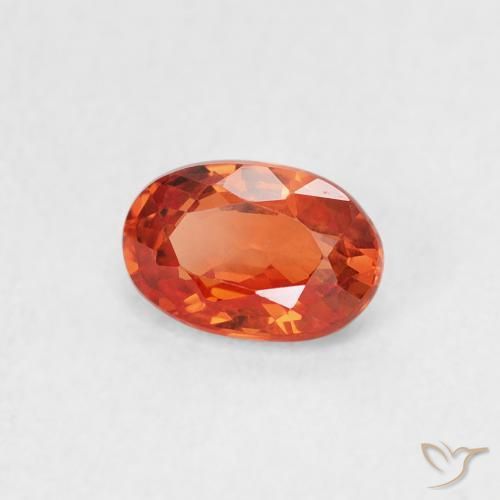 Zafiro Naranja rojizo natural de 0.77 ct, Ovalada, VS