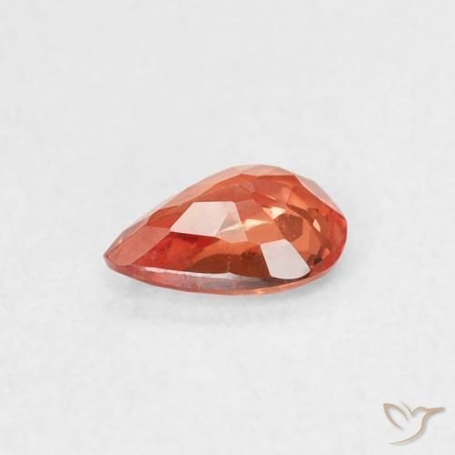 Zafiro Naranja fuego natural de 0.44 ct, En forma de pera, VS