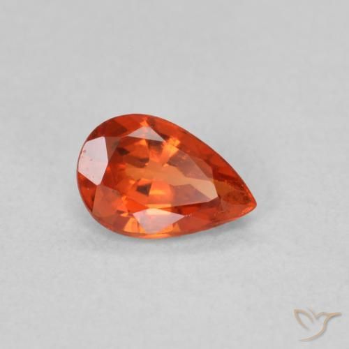 Zafiro Naranja rojizo natural de 0.52 ct, En forma de pera, VVS-VS