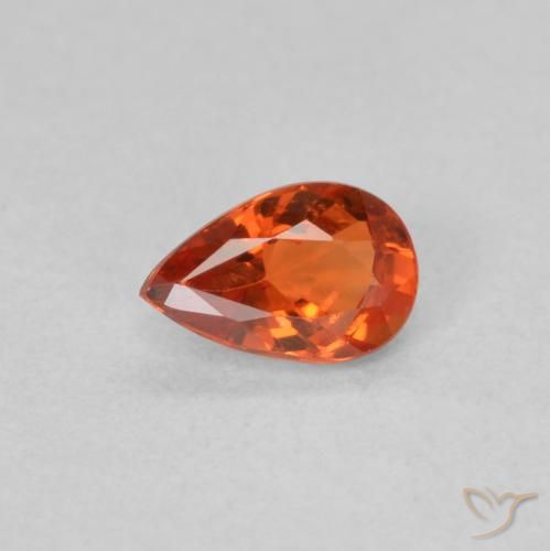0.46ct Natural Naranja rojizo Zafiro, En forma de pera, VVS-VS