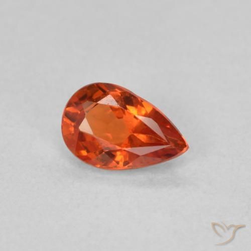 Zafiro Naranja rojizo natural de 0.46 ct, En forma de pera, VVS-VS