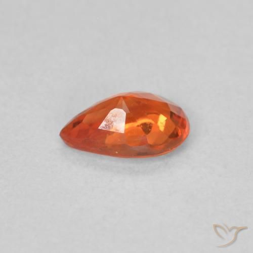 Zafiro Naranja rojizo natural de 0.46 ct, En forma de pera, VVS-VS