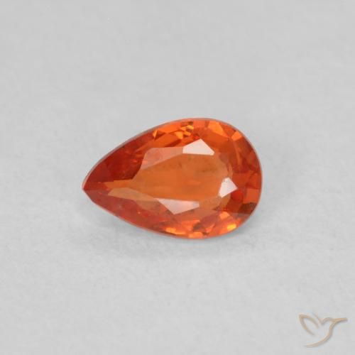 0.40ct Natural Naranja rojizo Zafiro, En forma de pera, VS