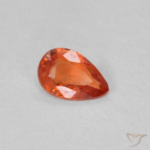 Zafiro Naranja rojizo natural de 0.40 ct, En forma de pera, VS
