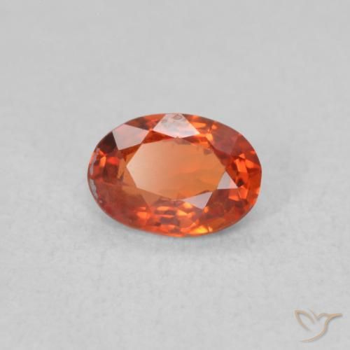 Zafiro Naranja rojizo natural de 0.48 ct, Ovalada, VS