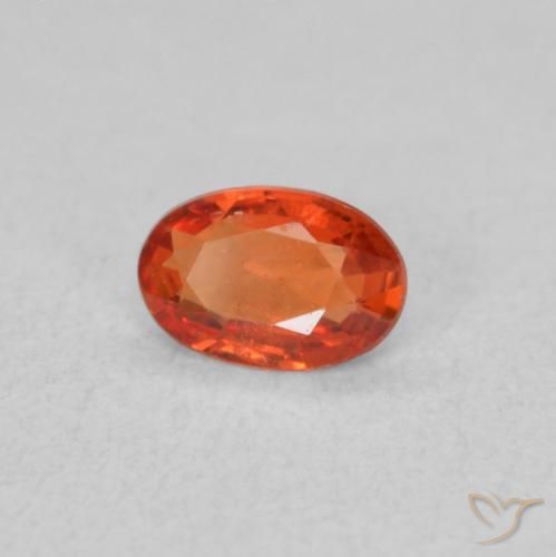 Zafiro Naranja rojizo natural de 0.41 ct, Ovalada, VVS-VS