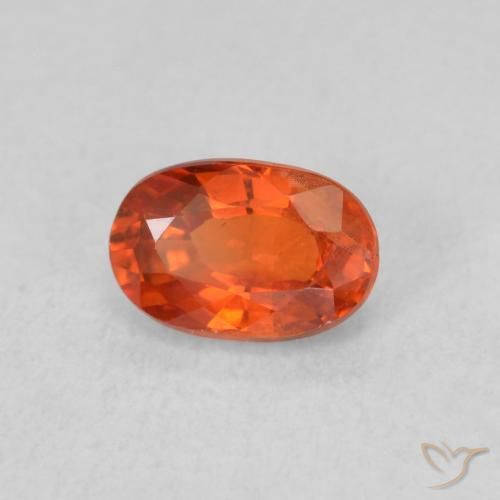 Zafiro Naranja rojizo natural de 0.75 ct, Ovalada, VS