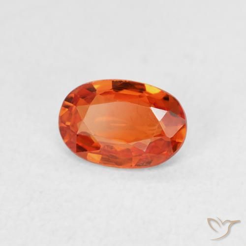 Zafiro Naranja fuego natural de 0.52 ct, Ovalada, VVS