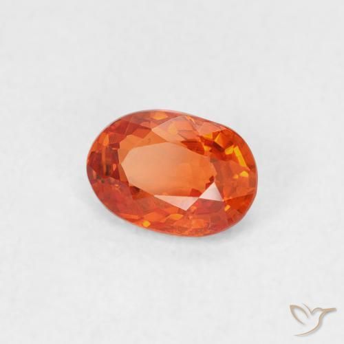 Zafiro Naranja fuego natural de 0.59 ct, Ovalada, VVS