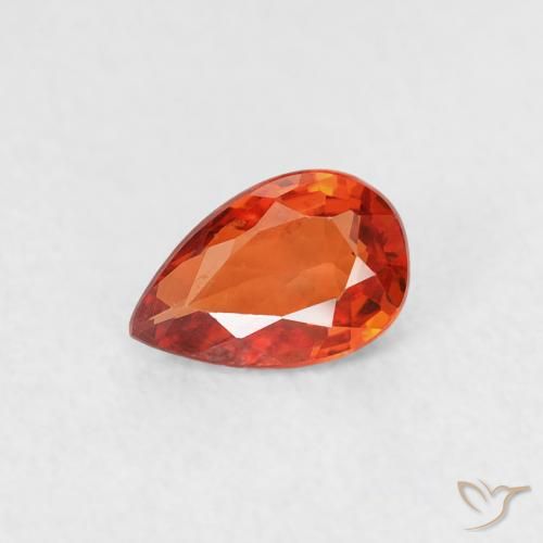 0.49ct Natural Naranja rojizo Zafiro, En forma de pera, VVS