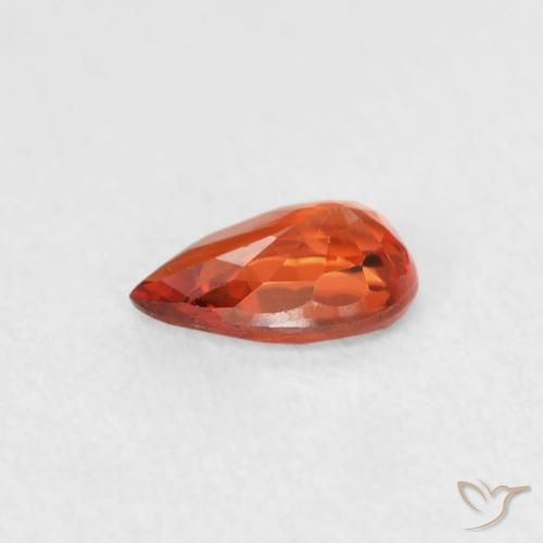 Zafiro Naranja rojizo natural de 0.49 ct, En forma de pera, VVS
