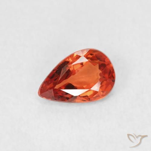 Zafiro Naranja rojizo natural de 0.39 ct, En forma de pera, VVS