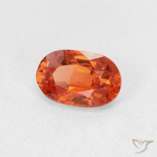 Zafiro Naranja rojizo natural de 0.71 ct, Ovalada, VVS
