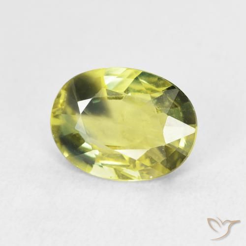 Zafiro Amarillo  verdoso natural de 2.54 ct, Ovalada, VVS-VS