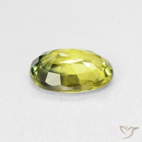 Zafiro Amarillo  verdoso natural de 2.54 ct, Ovalada, VVS-VS