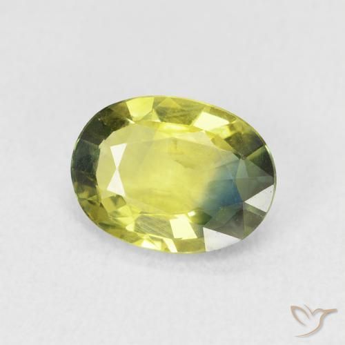Zafiro Amarillo  verdoso natural de 1.83 ct, Ovalada, VVS-VS